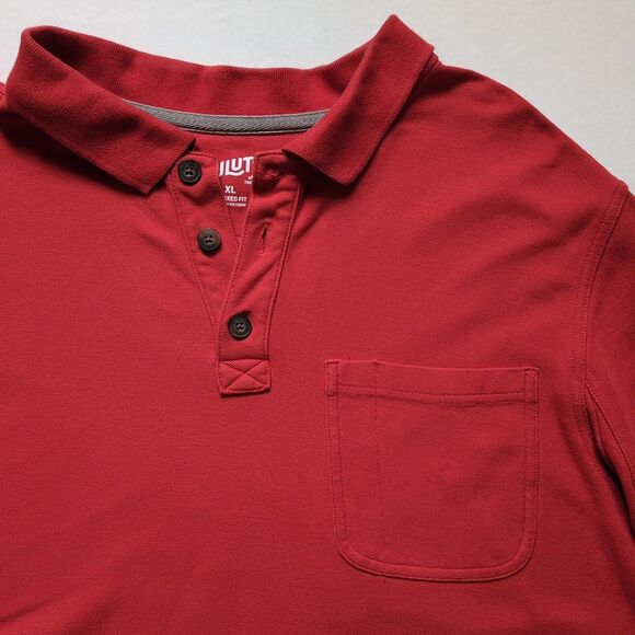 Duluth Trading Mens XL Polo Shirt Short Sleeve Relaxed Fit Red Orange 100%Cotton - Picture 13 of 13